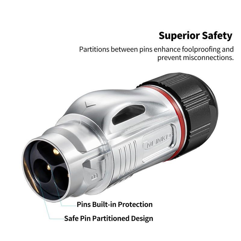 CNLINKO BD-24 3 PIN Industrial Waterproof Connectors, IP68 Circular Connector, Hard Metal Anti-Interference Shell, Quick Plug Aviation Connector, M24 Panel Mount Flange Socket (3 Pin) - Image 2